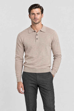 Men's Long Sleeve Knitted Polo