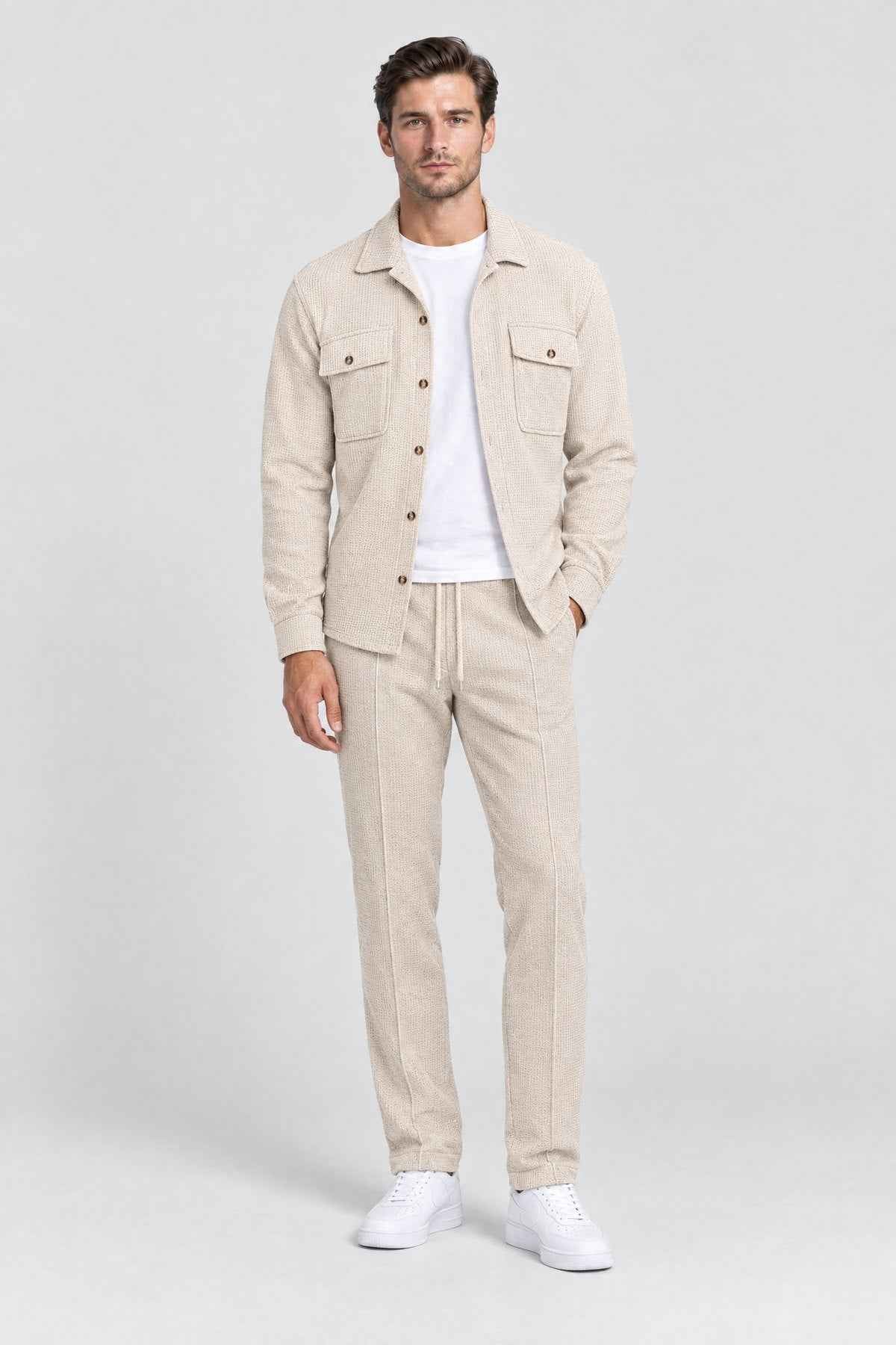 Men's waffle knit overshirt co-ord set