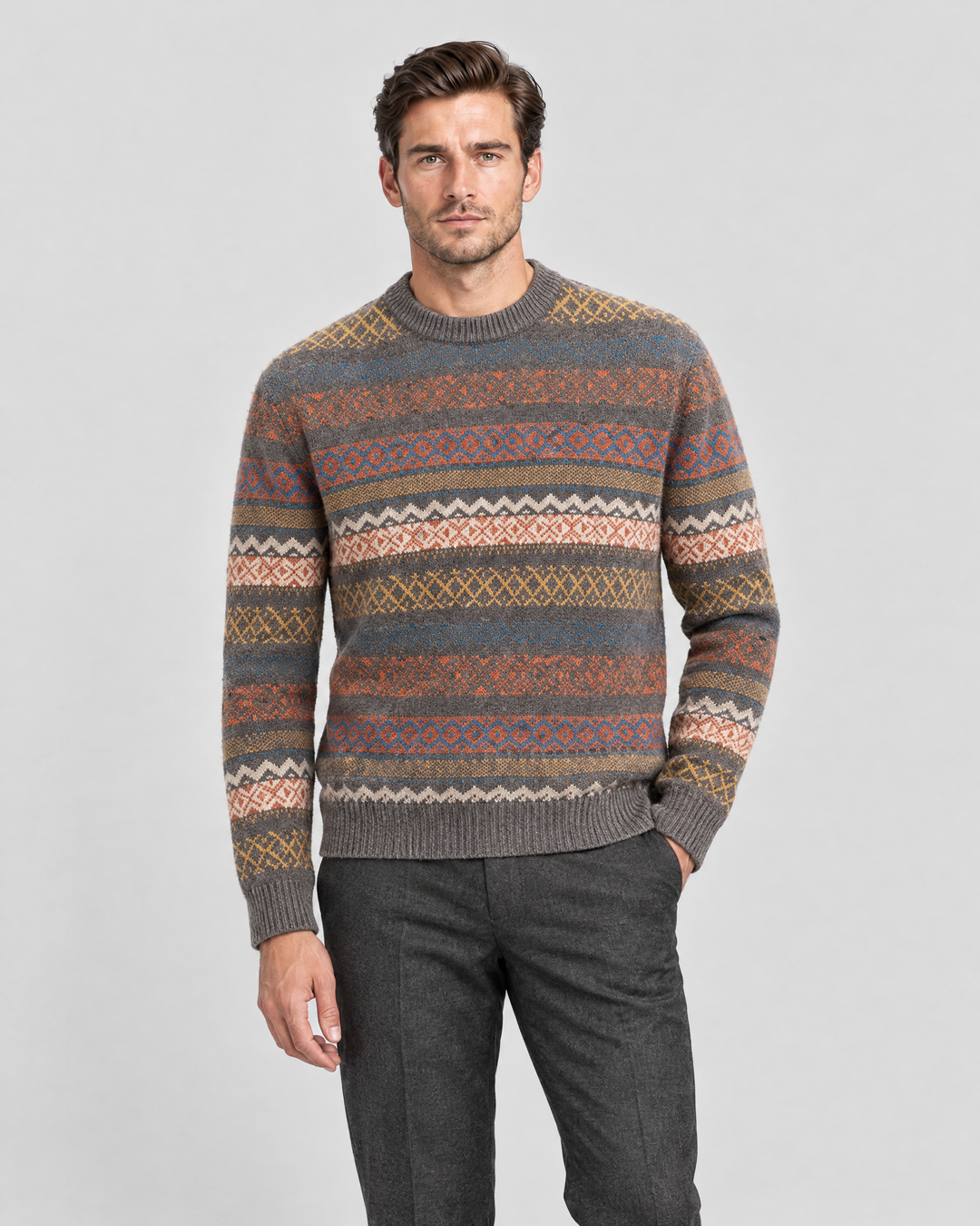 Bloomsbury Fair Isle jumper, Rust Multi