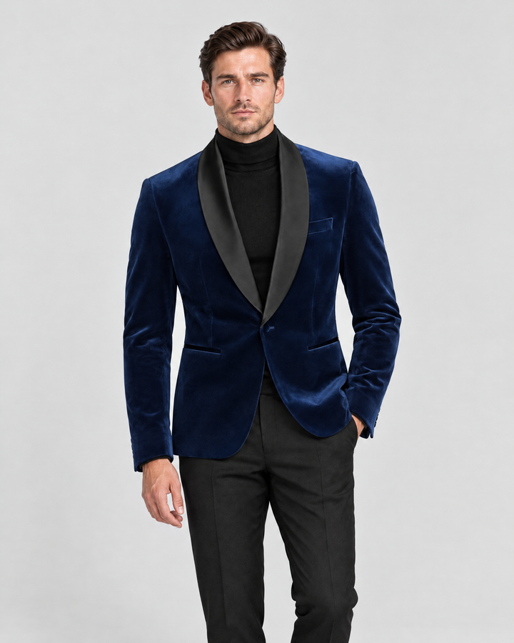 Mayfair velvet dinner jacket in Navy