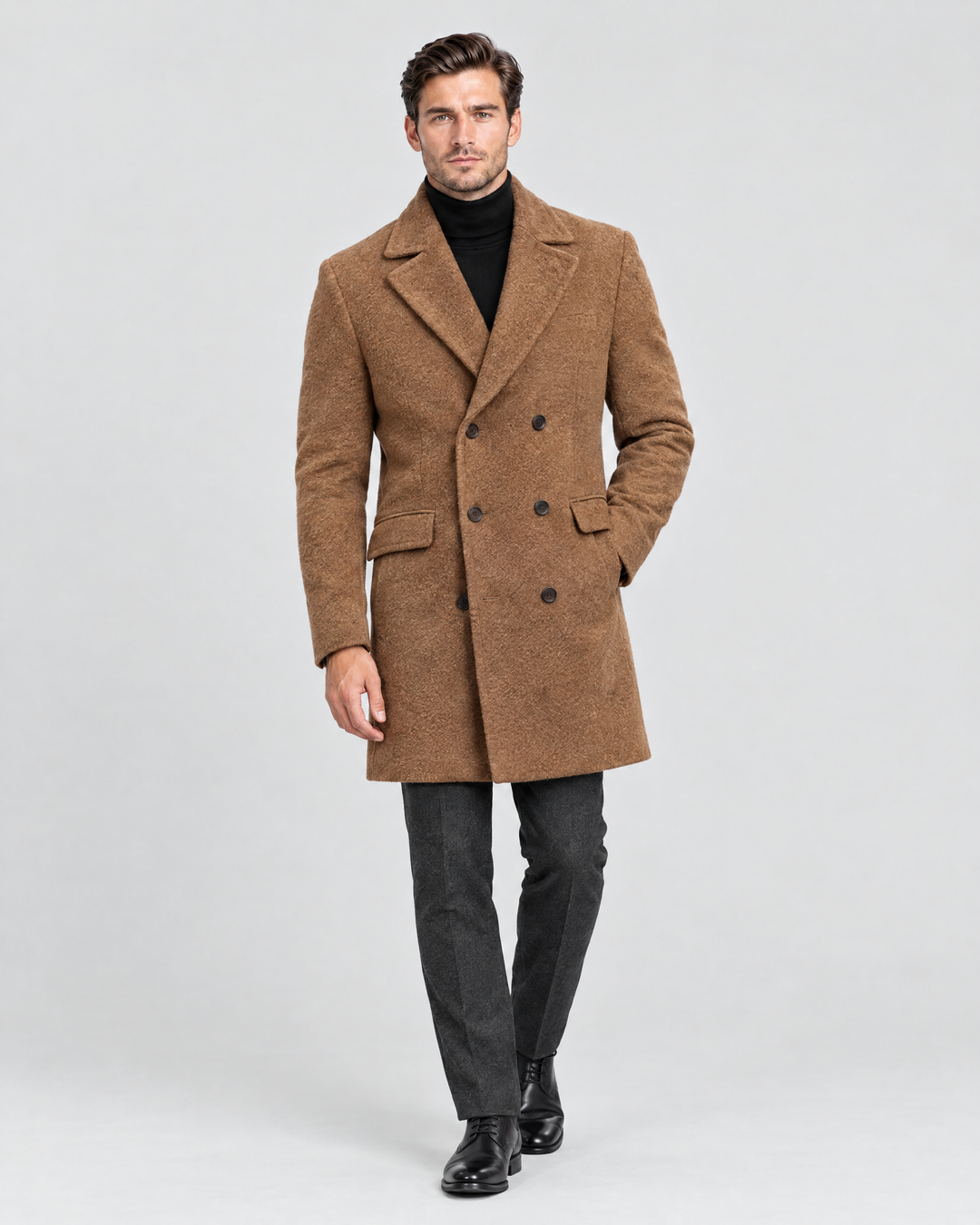Marlow peacoat in Tobacco, studio