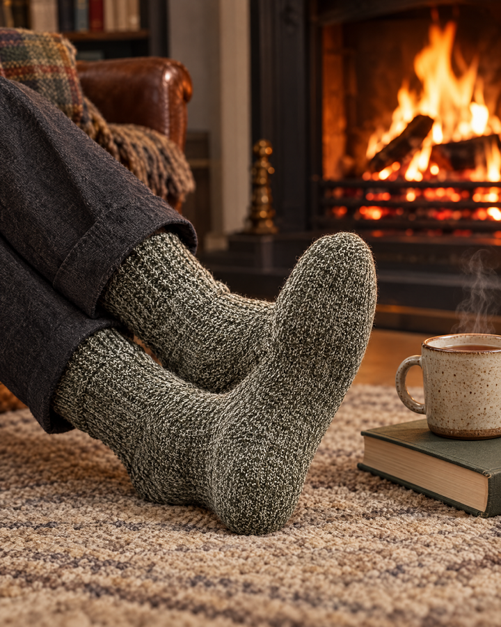 Dales thermal socks by the fire