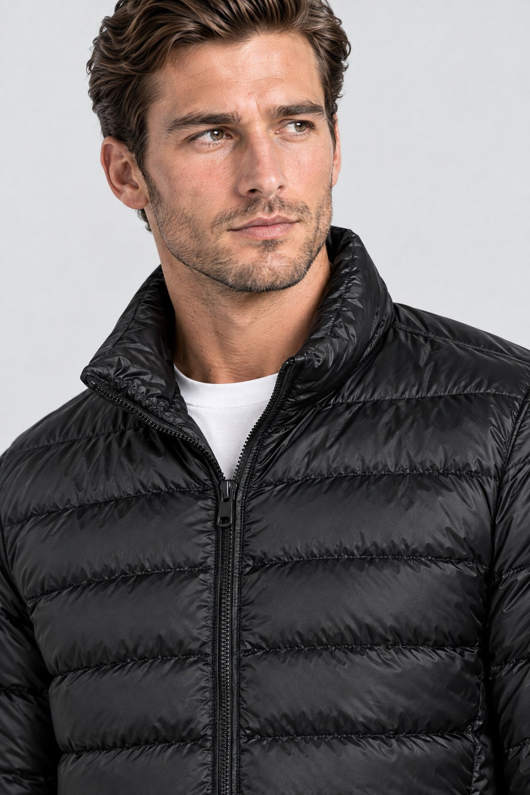 The Arlington Down Jacket in Black, detail