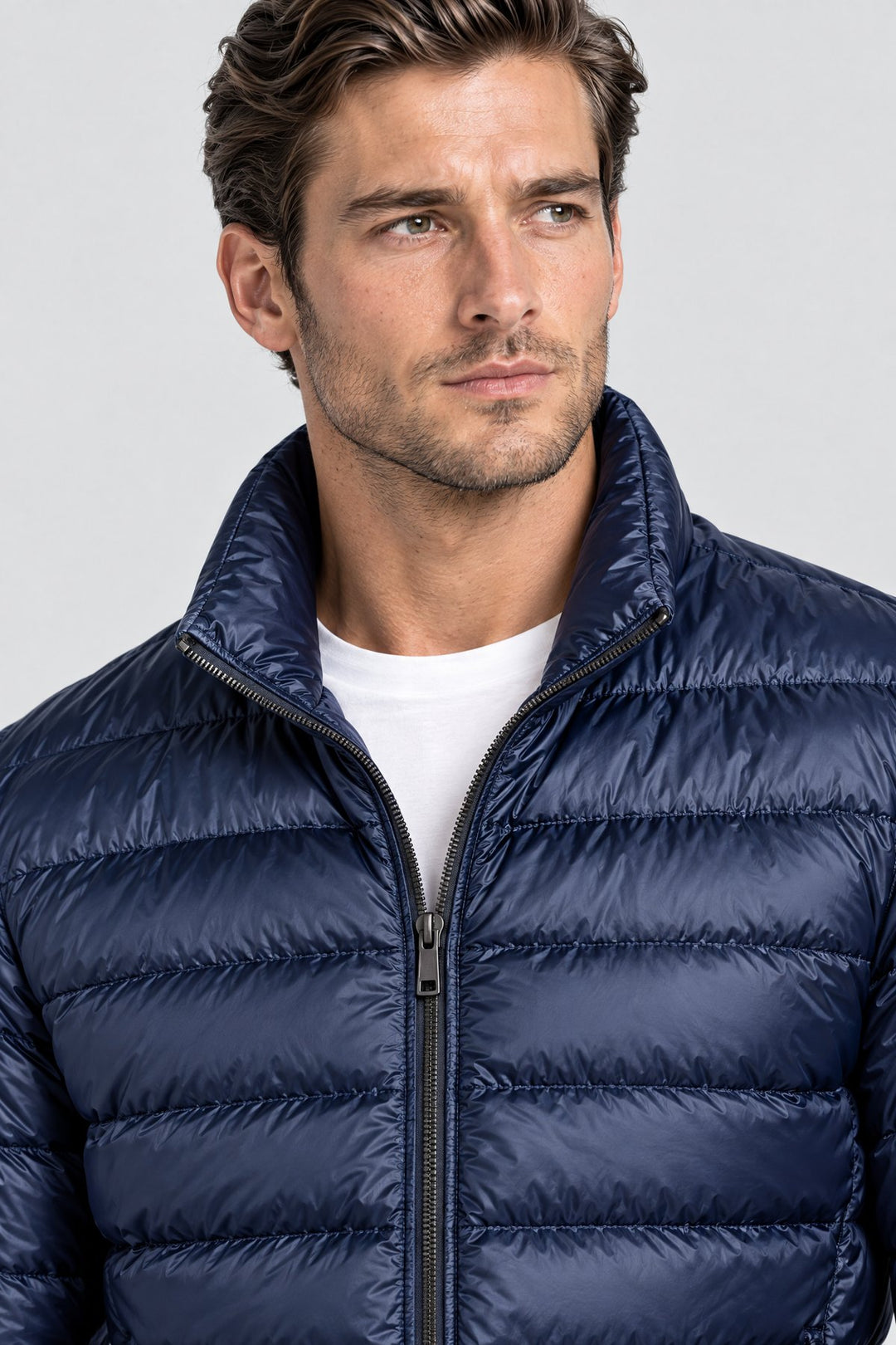 The Arlington Down Jacket in Navy, detail
