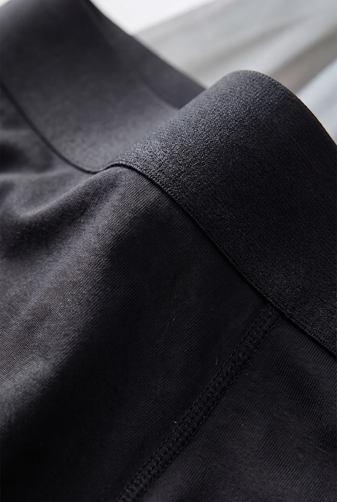 Close-up of the soft bamboo fabric and plain comfort waistband