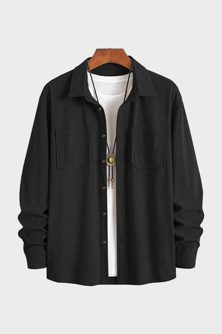 The Barbican Cord Overshirt in Black