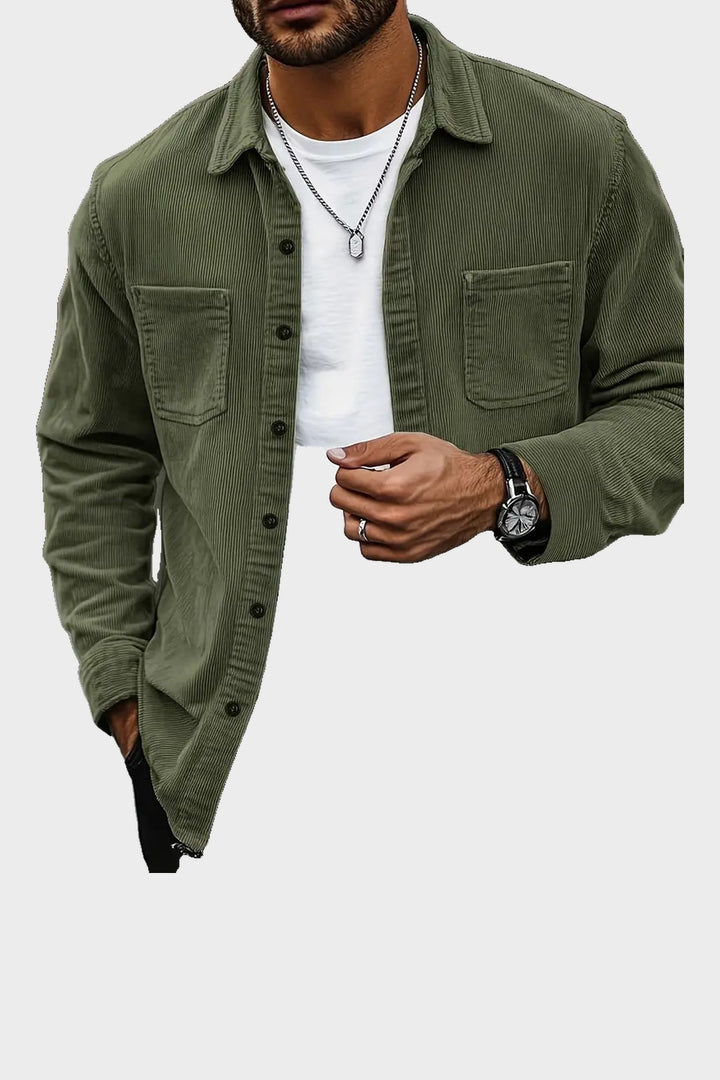 The Barbican Cord Overshirt in Olive
