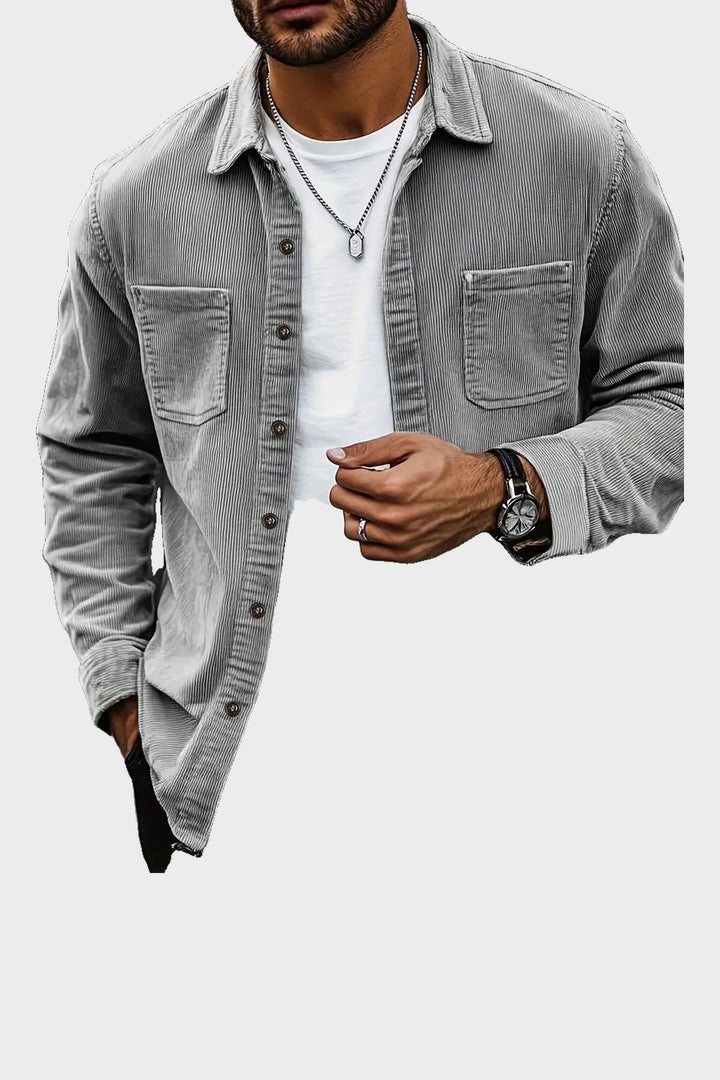 The Barbican Cord Overshirt in Grey