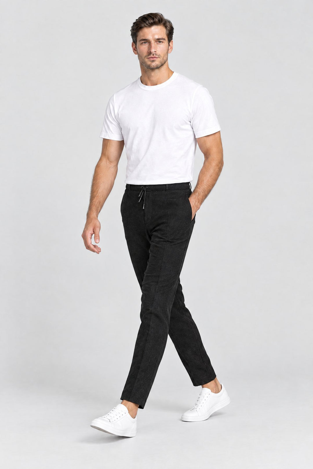 The Battersea Waffle Jogger in Black, side view