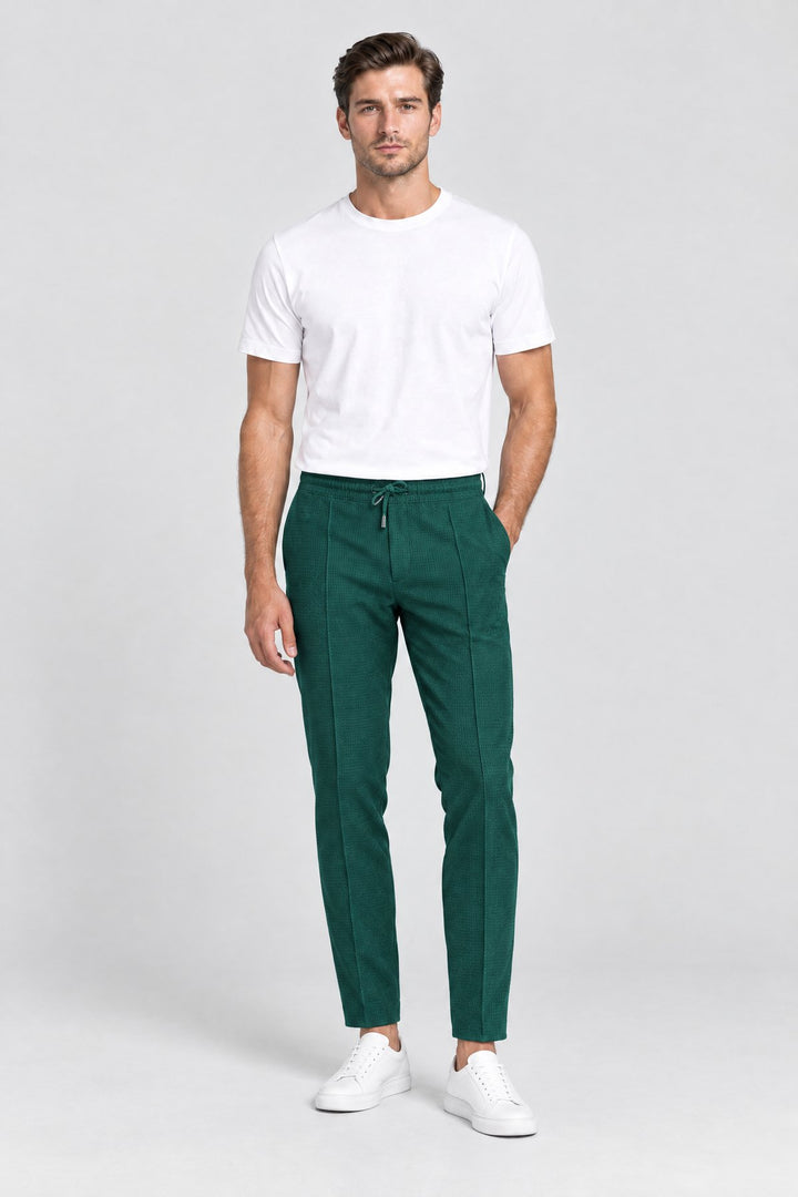 The Battersea Waffle Jogger in Forest, on model