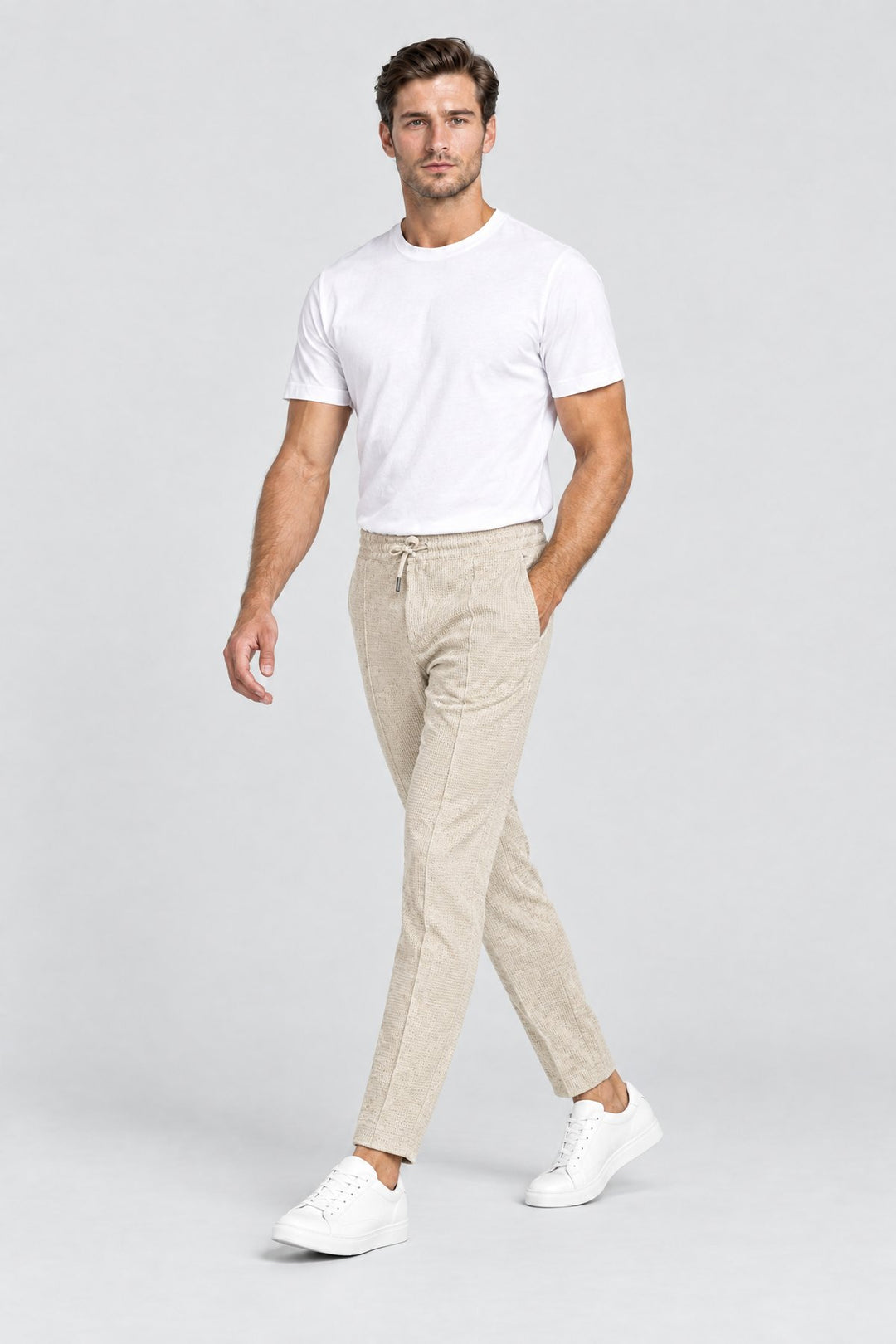 The Battersea Waffle Jogger in Stone, side view