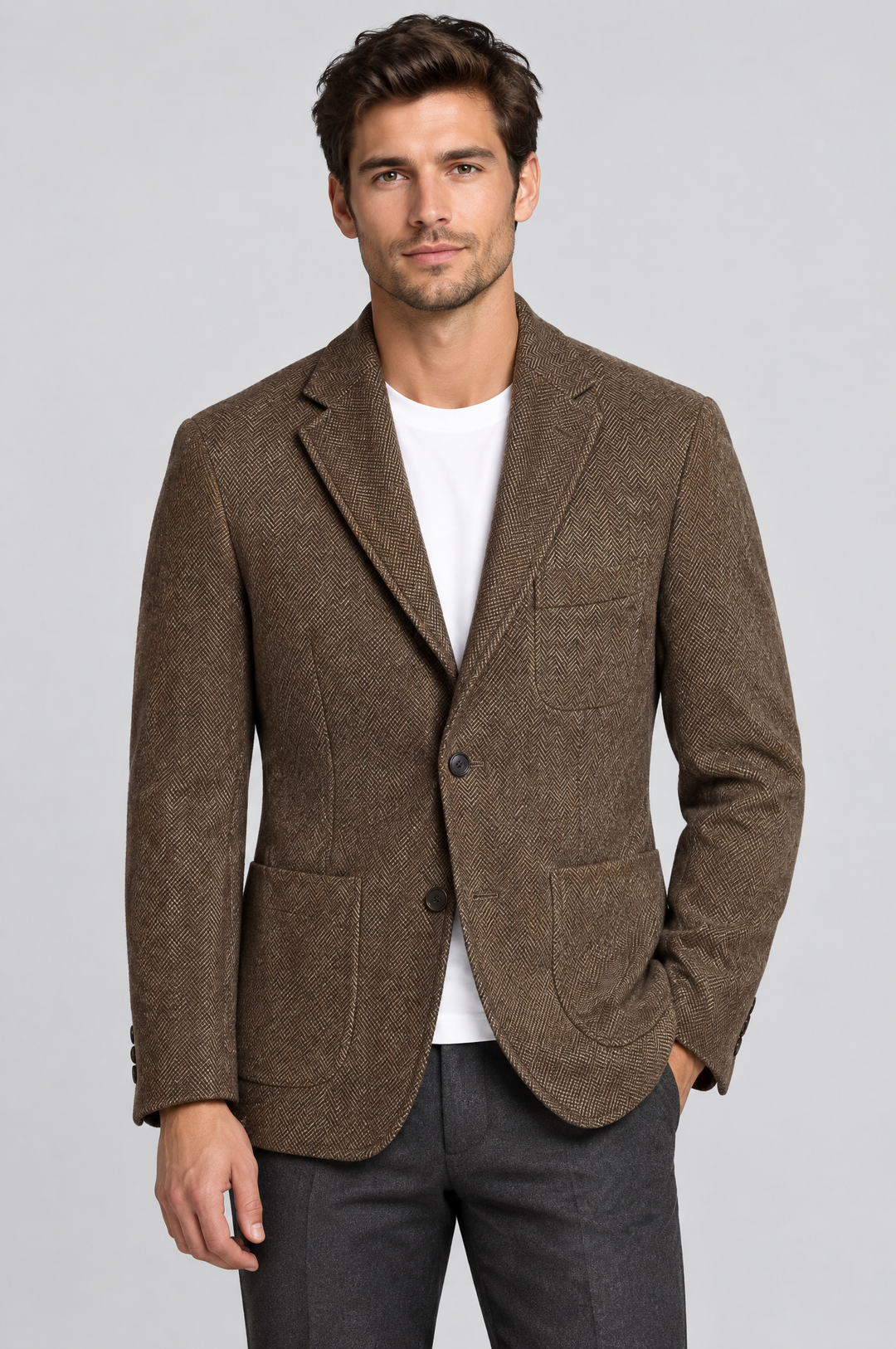 Men's Herringbone Blazer in Brown – The Bedford by WARDLEY