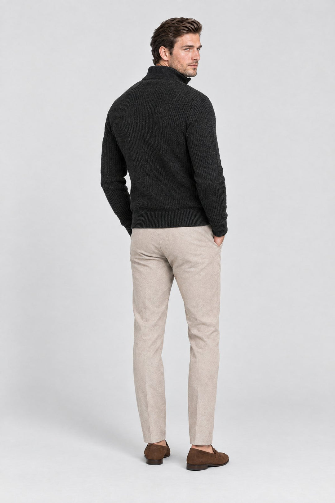 The Belgrave Quarter-Zip in Black, back view
