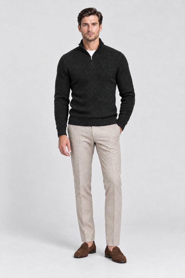 The Belgrave Quarter-Zip in Black, full length