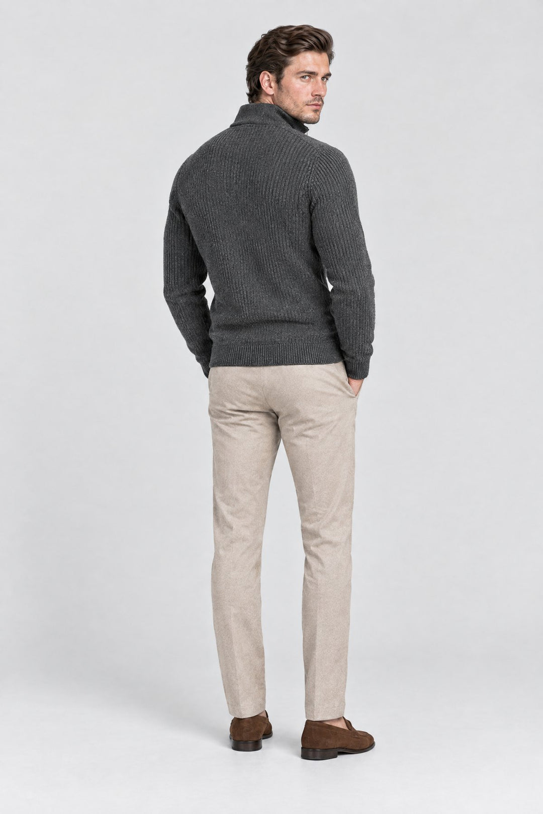 The Belgrave Quarter-Zip in Charcoal, back view
