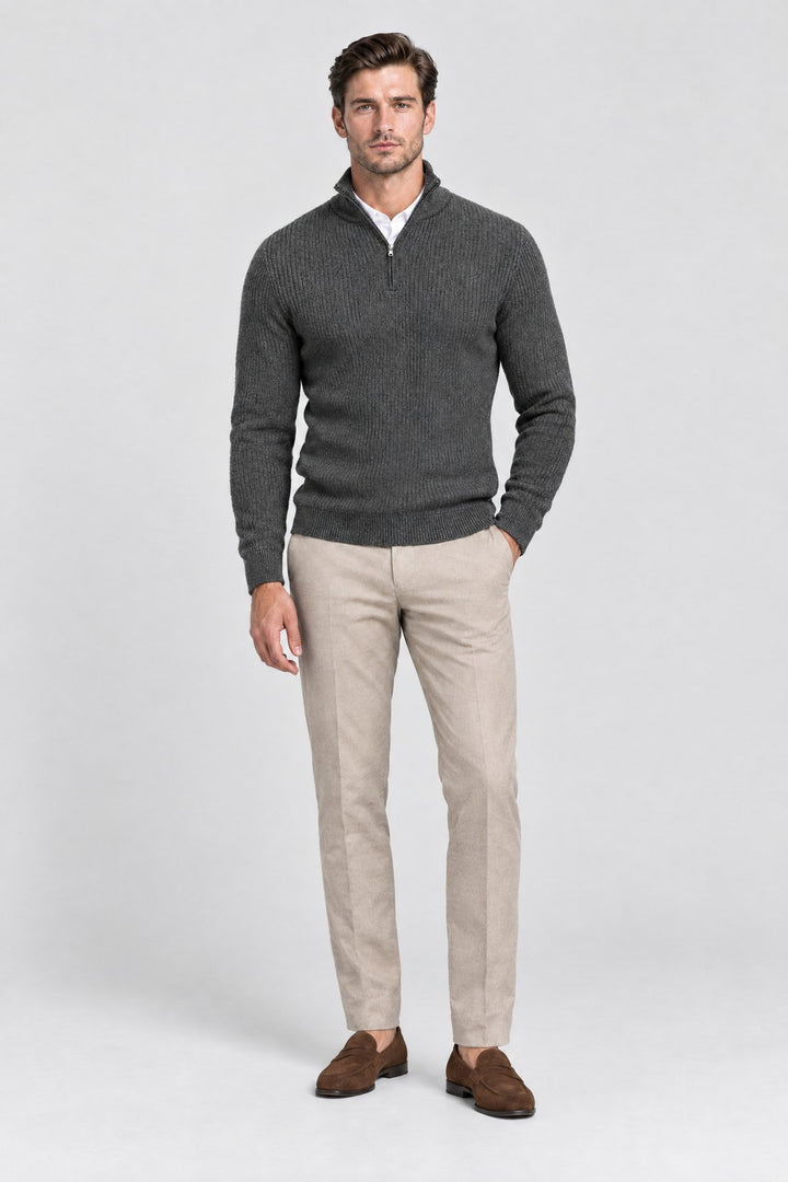 The Belgrave Quarter-Zip in Charcoal, full length