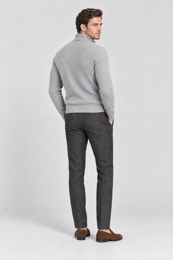 The Belgrave Quarter-Zip in Light Grey, back view