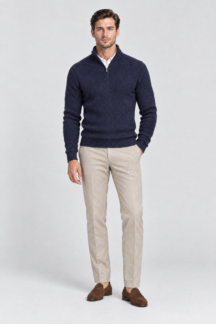 The Belgrave Quarter-Zip in Navy, full length