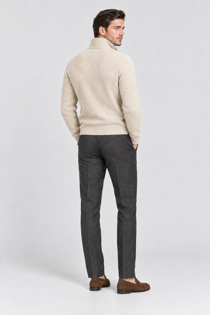 The Belgrave Quarter-Zip in Oat, back view