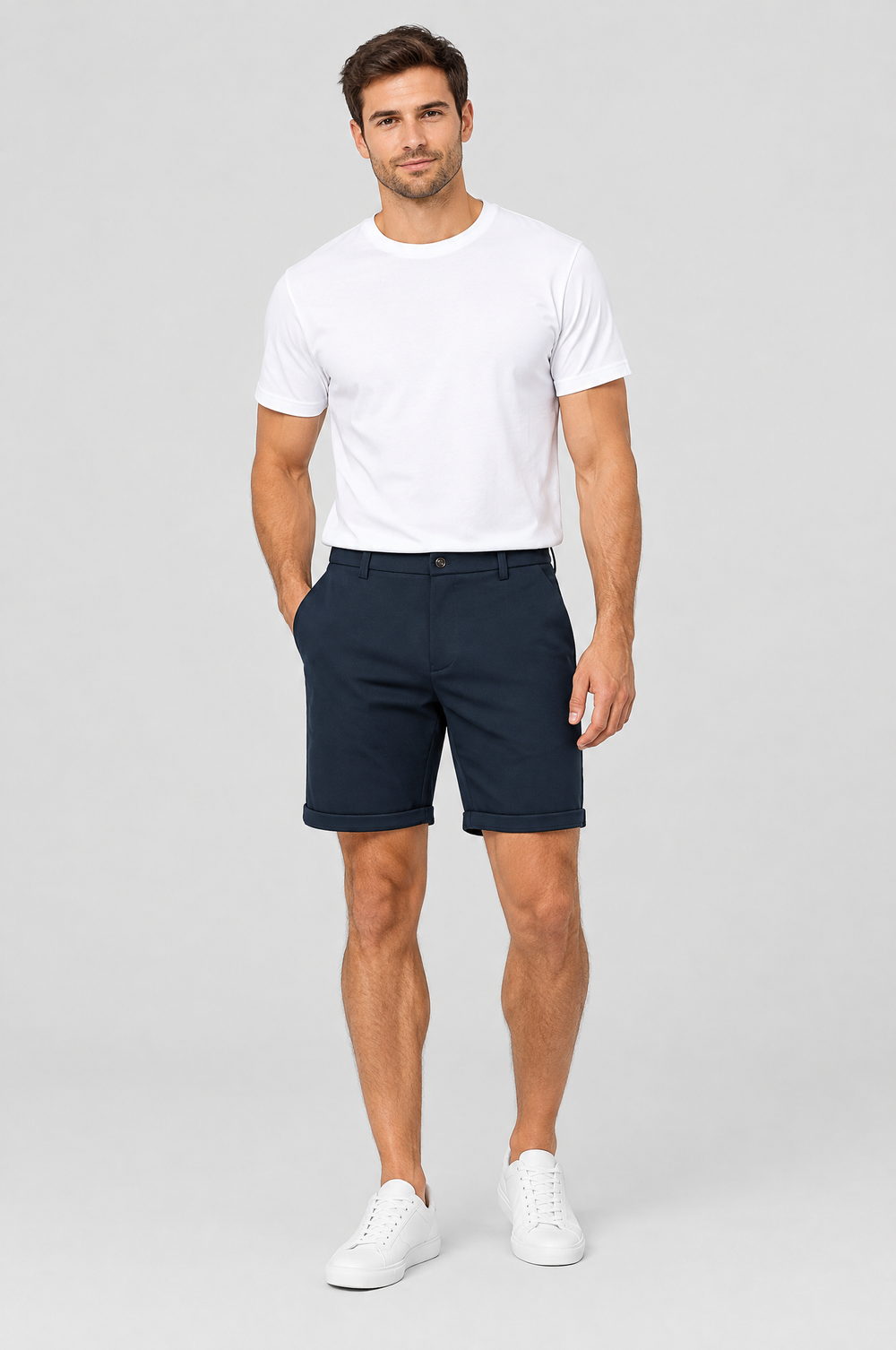 Men's Tailored Stretch Shorts in Navy – The Blackfriars by WARDLEY
