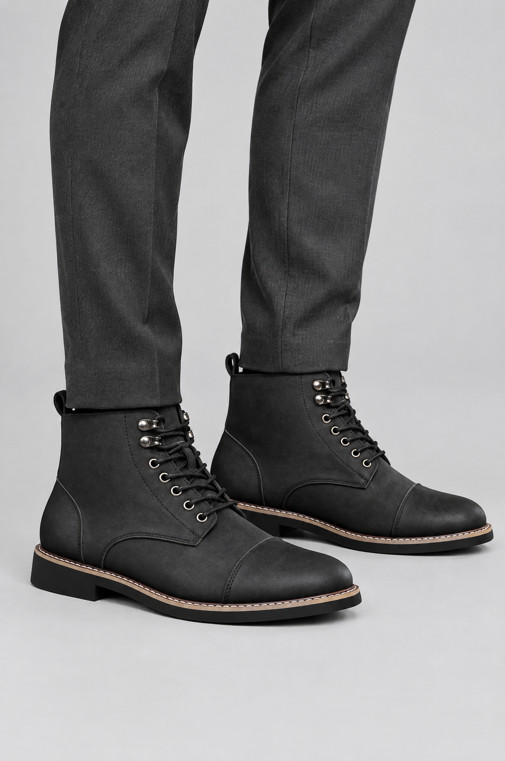Men's Derby Lace-Up Ankle Boots in Black – The Borough by WARDLEY