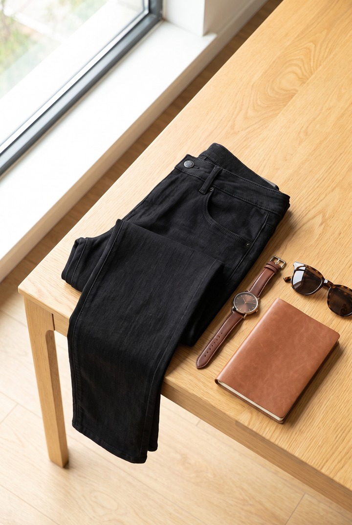 The Brick Lane Slim Black Jean flat lay