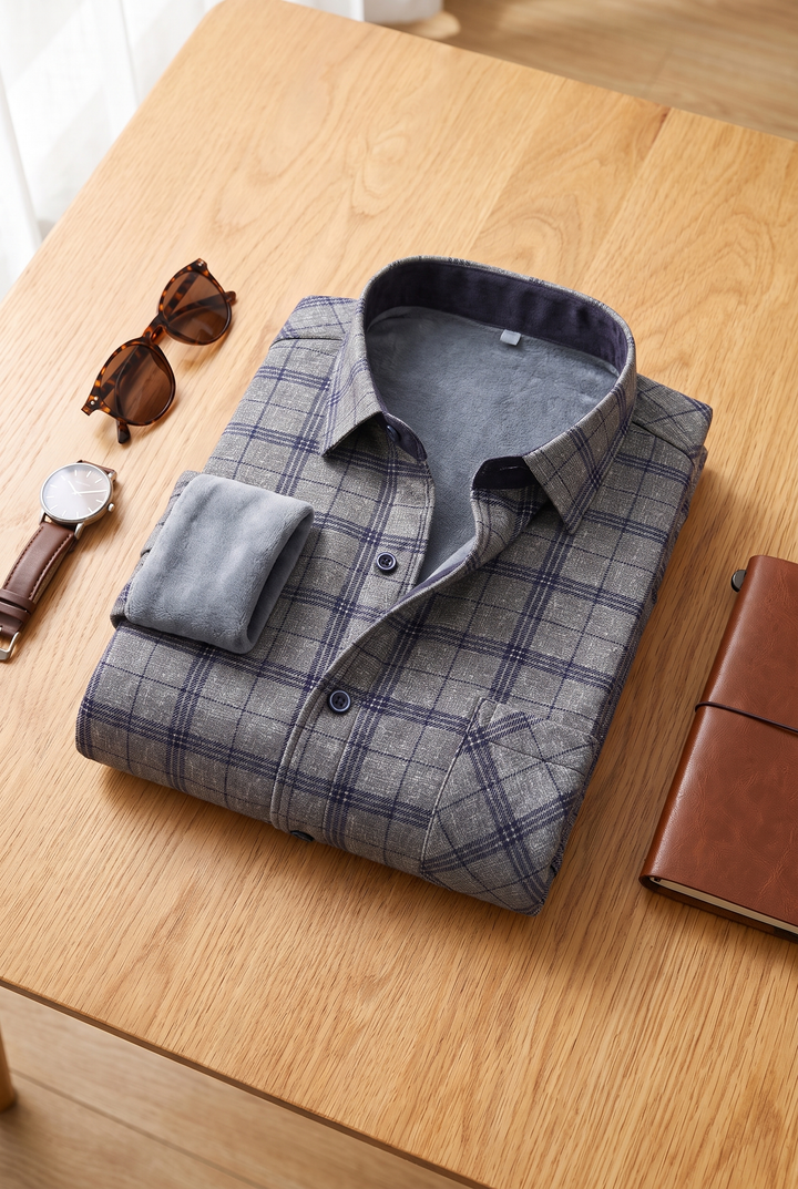 The Camberwell Fleece-Lined Check Shirt flat lay