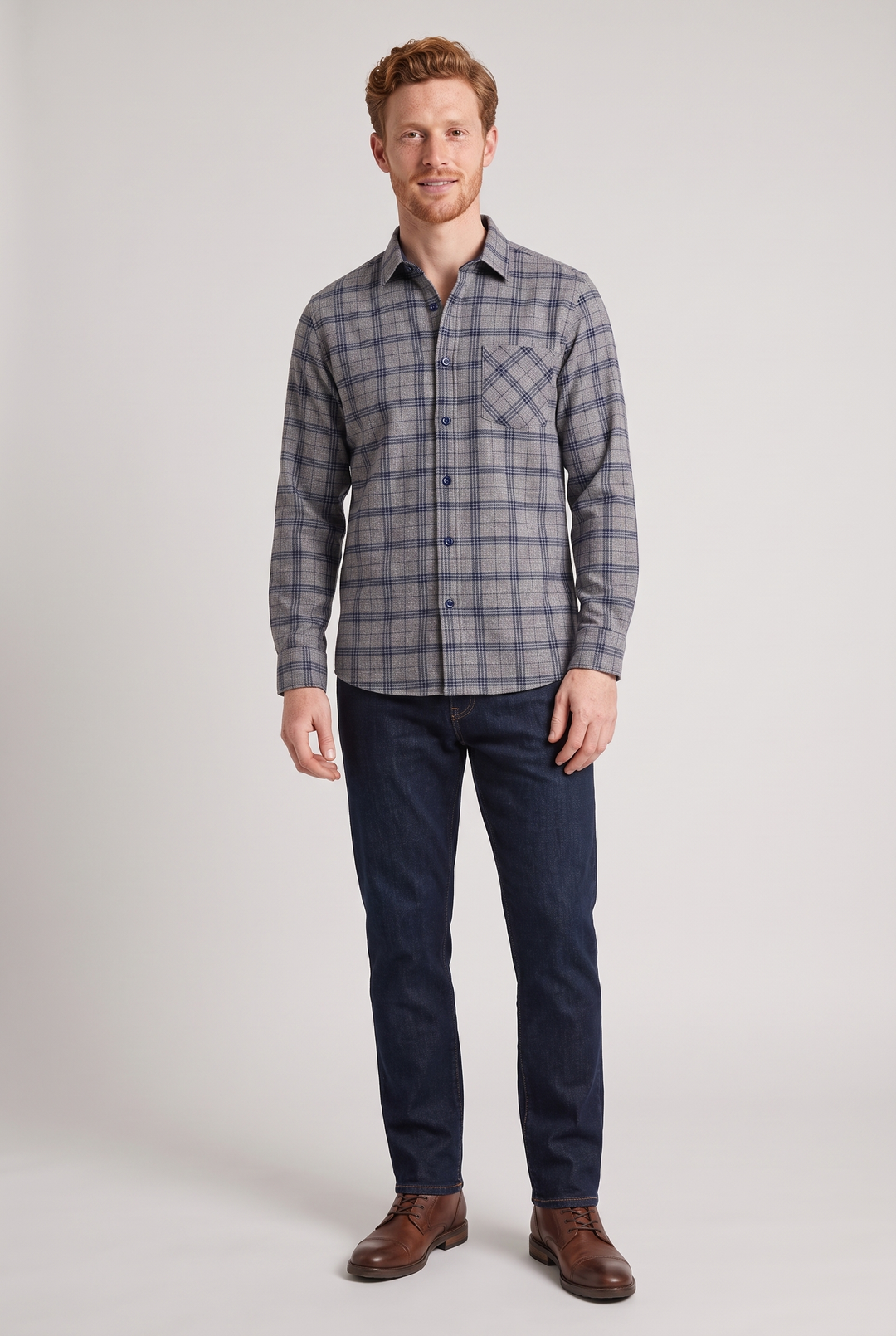 The Camberwell Fleece-Lined Check Shirt in Grey Check – menswear by WARDLEY London