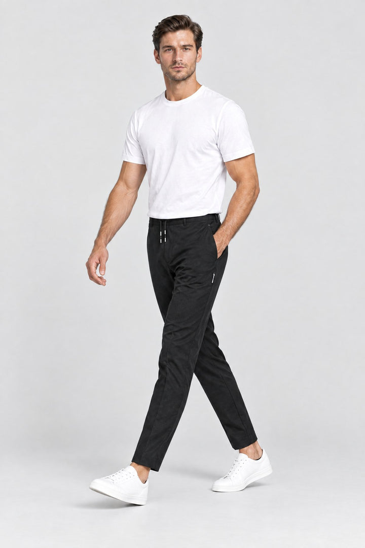 The Camden Tech Trouser in Black, side view