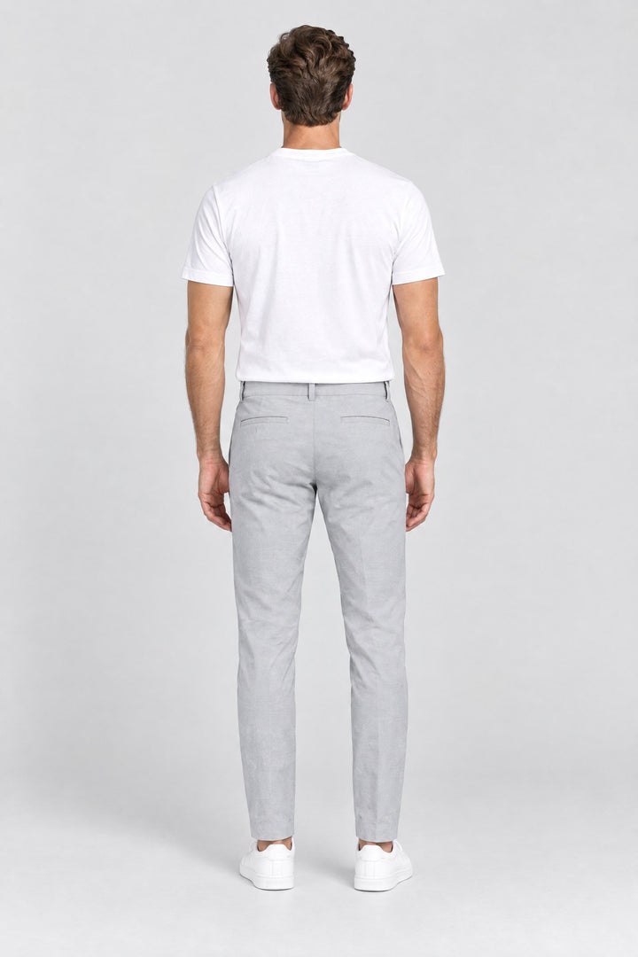 The Camden Tech Trouser in Light Grey, back view