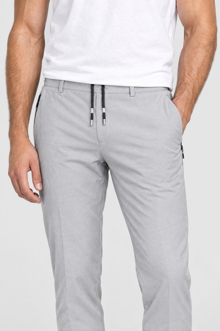 The Camden Tech Trouser in Light Grey, detail