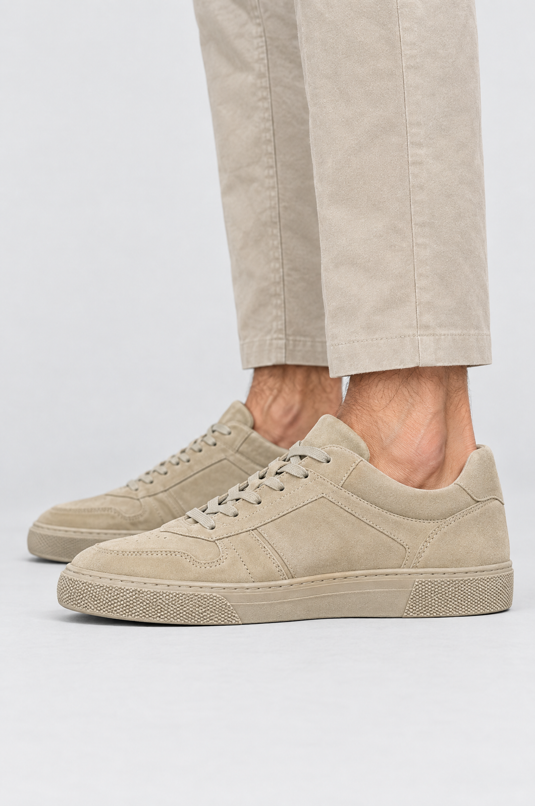 The Carnaby Trainer in Sand, side view