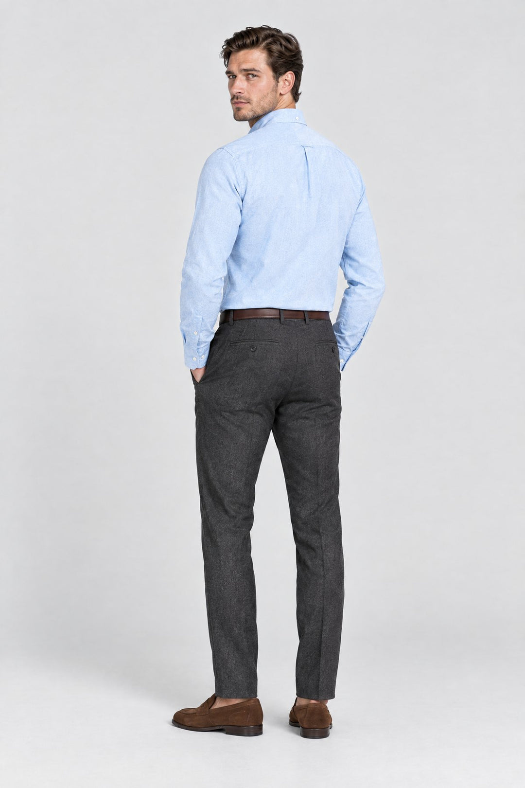 The Chelsea Oxford Shirt in Sky Blue, back view
