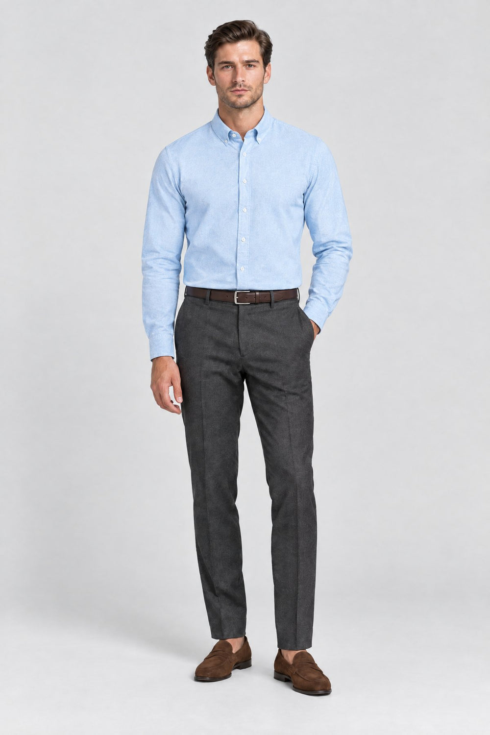 The Chelsea Oxford Shirt in Sky Blue, on model