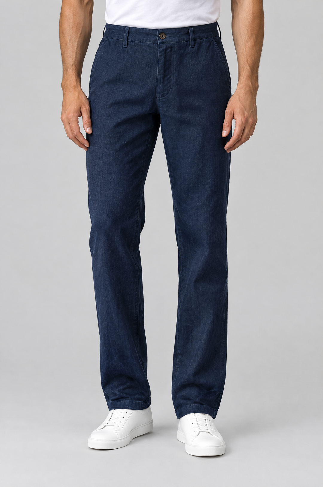 Men's Linen Tailored Trousers in Navy – The Cheyne by WARDLEY