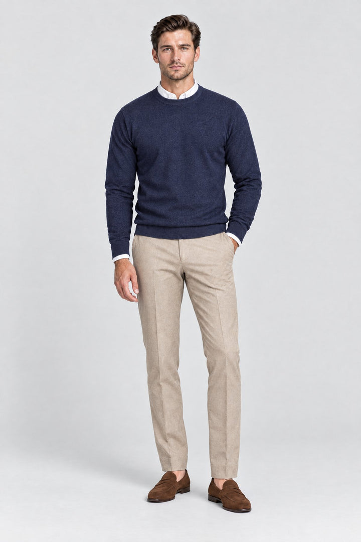 The Chiltern Crewneck in Navy, full length