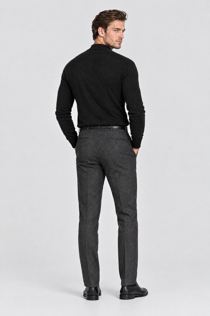 The Chiswick Mock Neck in Black, on model, back view