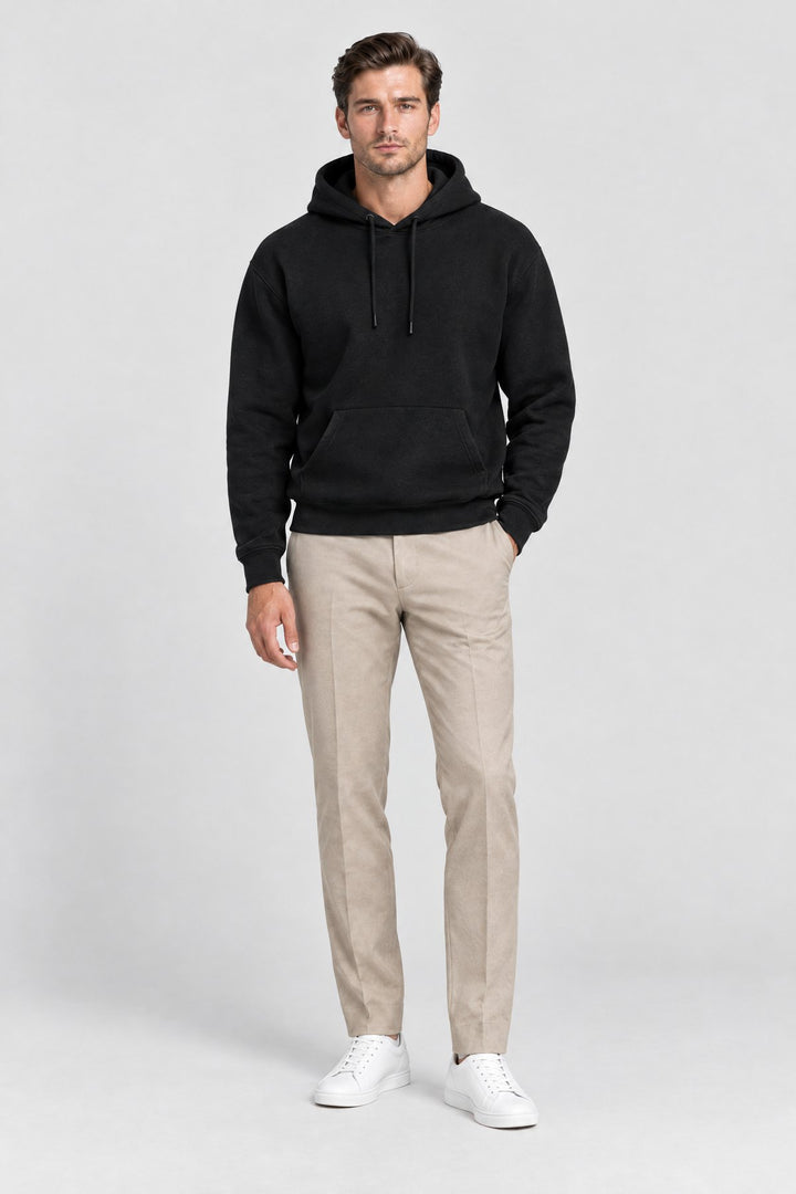 The Clerkenwell Hoodie in Black, on model