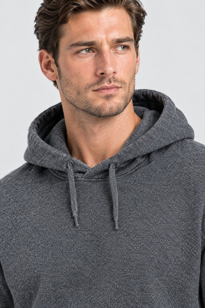 The Clerkenwell Hoodie in Charcoal, detail