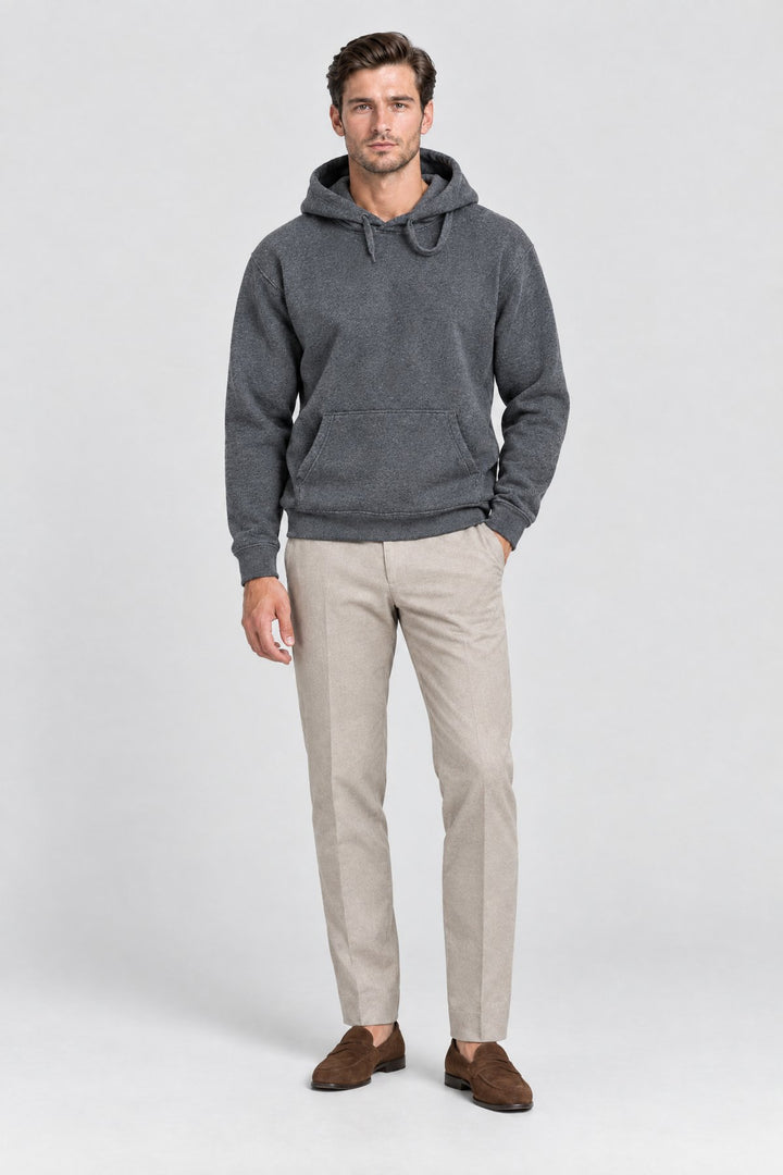 The Clerkenwell Hoodie in Charcoal, full length