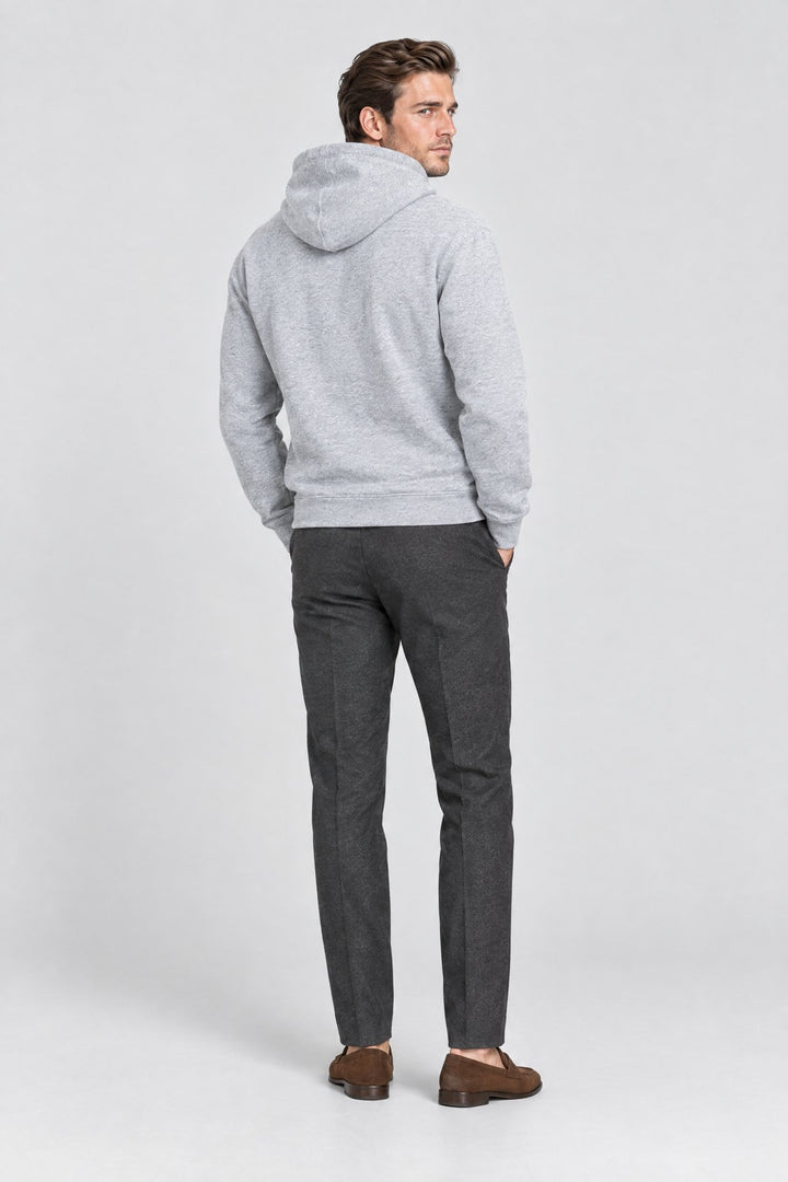 The Clerkenwell Hoodie in Grey Marl, back view