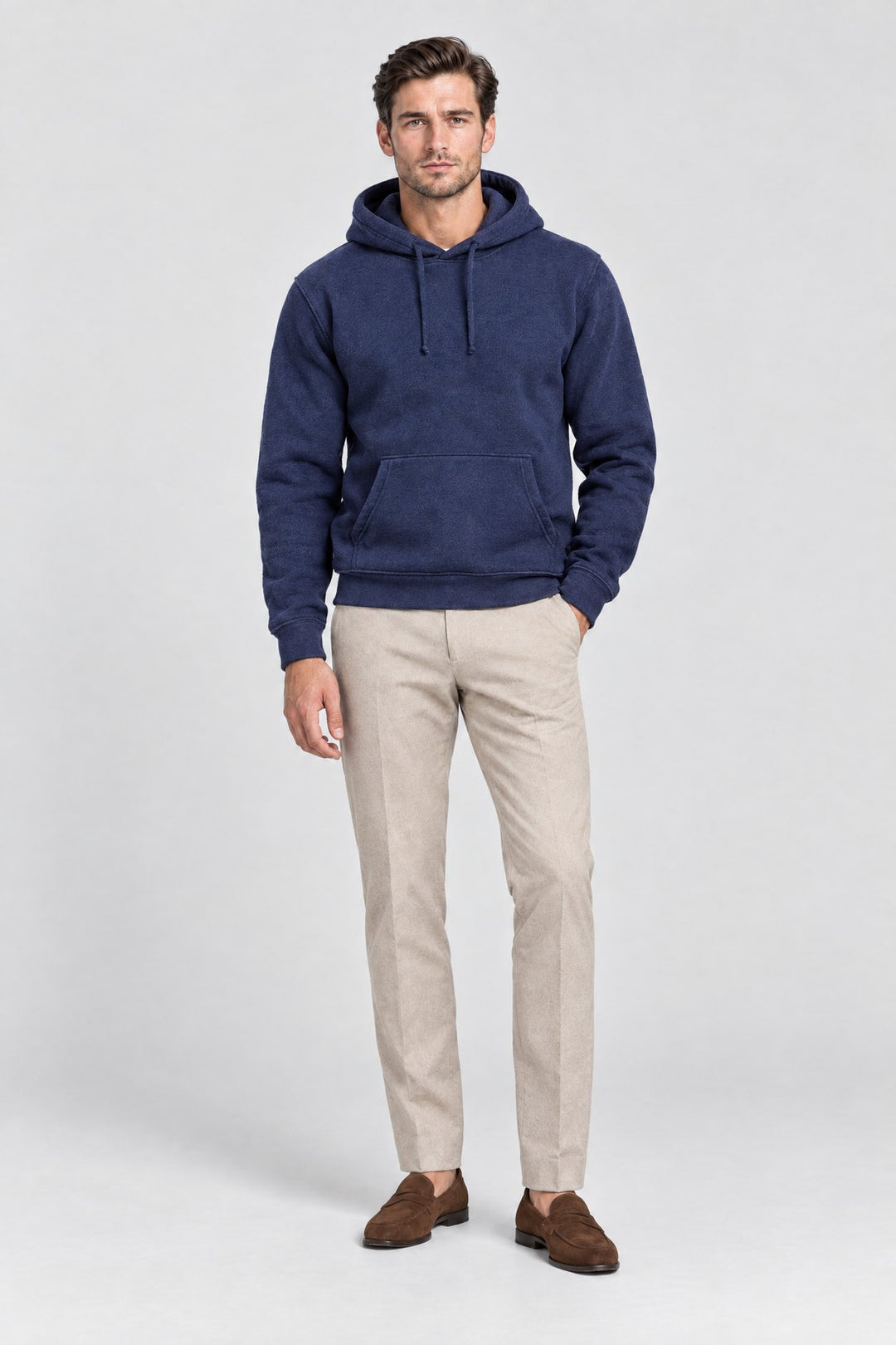 The Clerkenwell Hoodie in Navy, full length