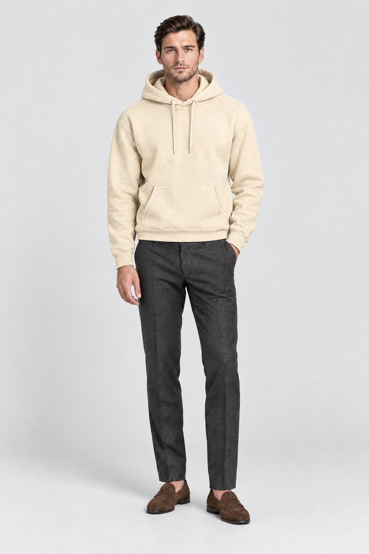 The Clerkenwell Hoodie in Sand, full length