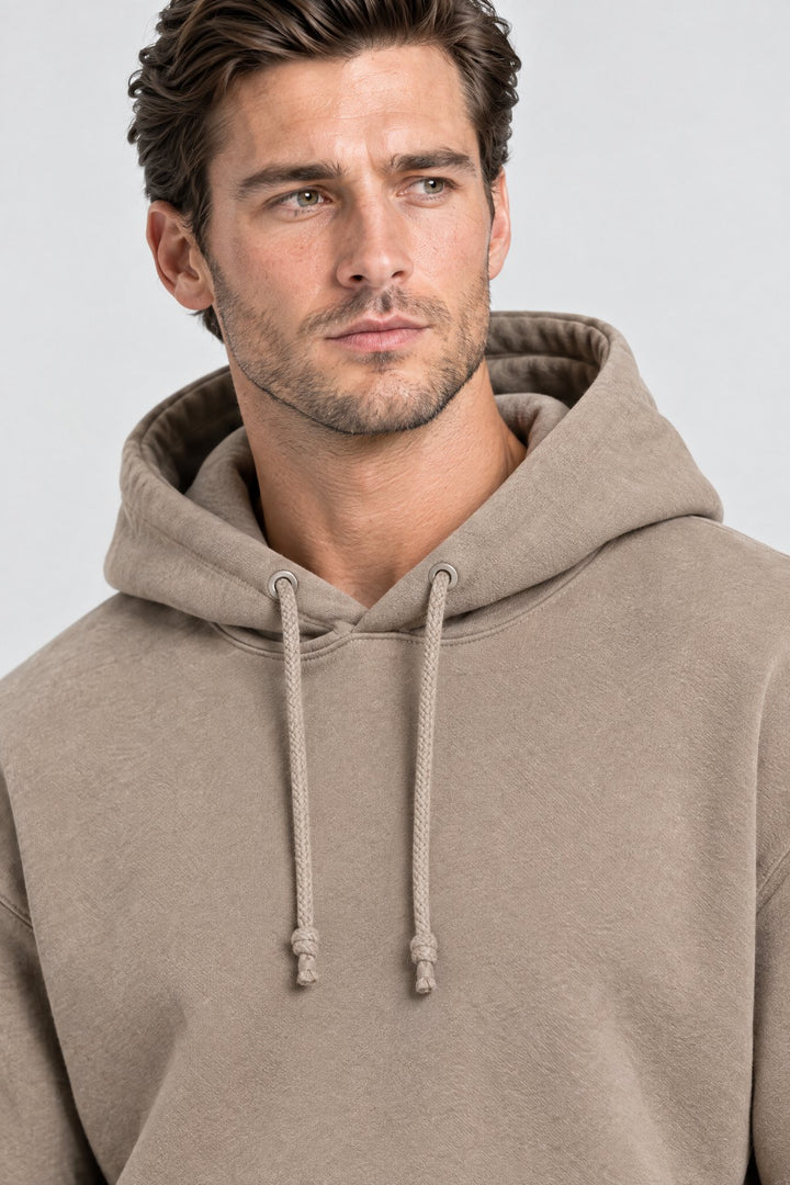 The Clerkenwell Hoodie in Taupe, detail