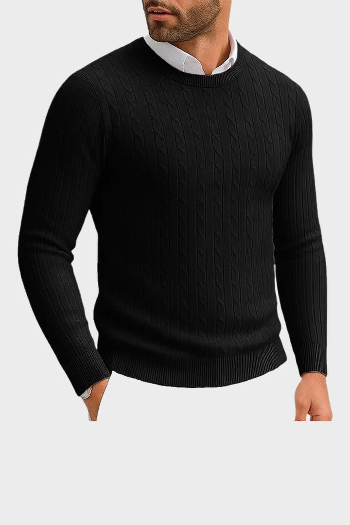 The Cotswold Cable Crewneck in Black