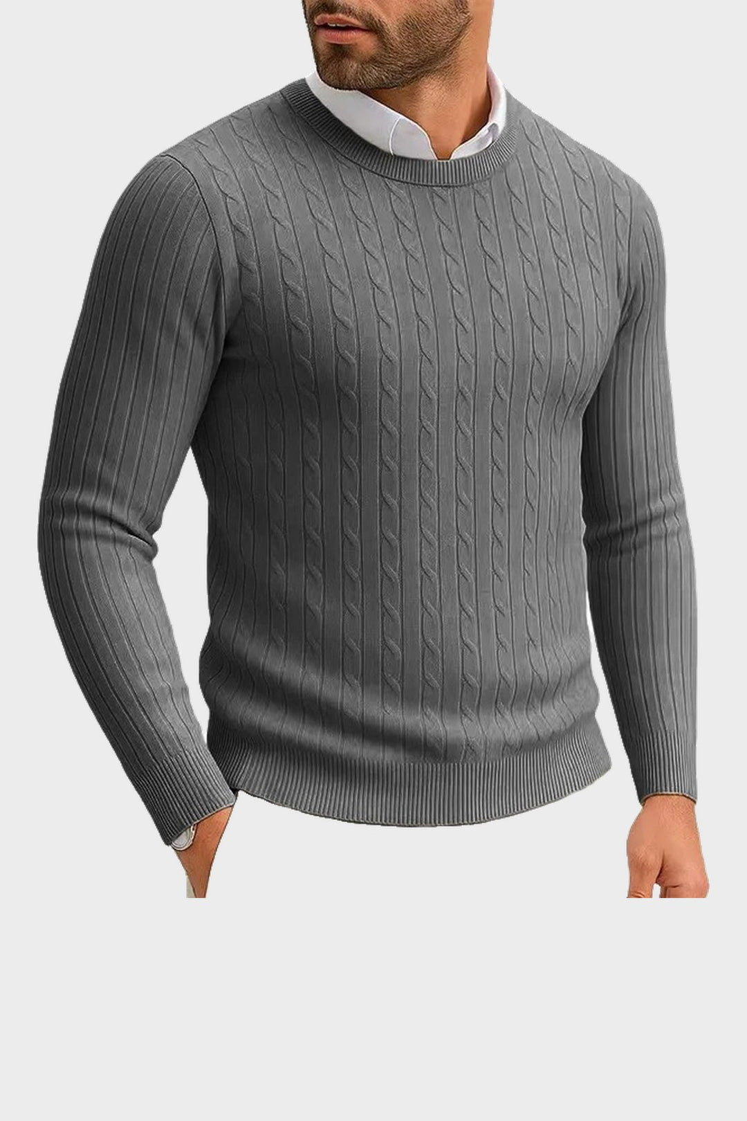The Cotswold Cable Crewneck in Charcoal