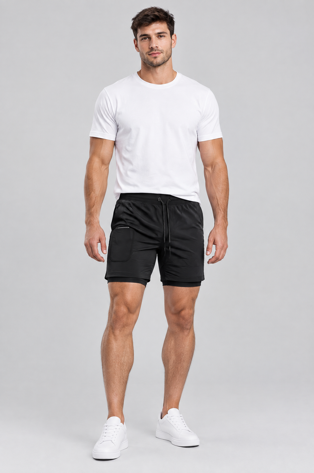 Men's 2-in-1 Lined Training Shorts in Black – The Crystal by WARDLEY