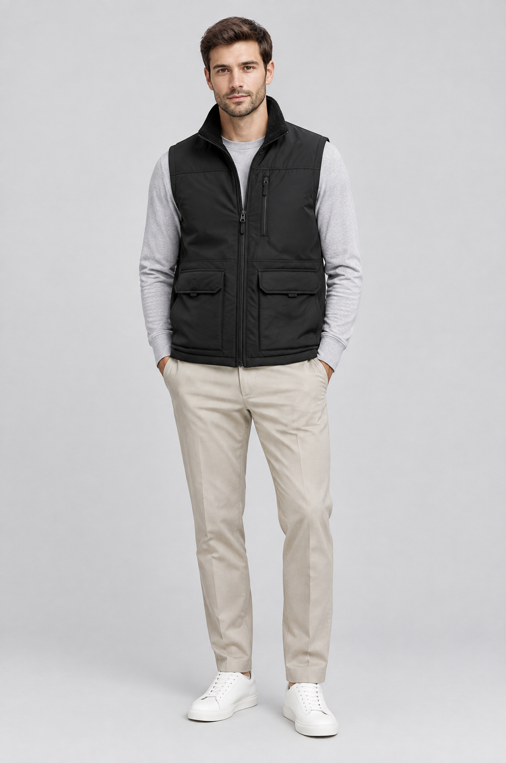 Men's Reversible Fleece Gilet in Black – The Epping by WARDLEY