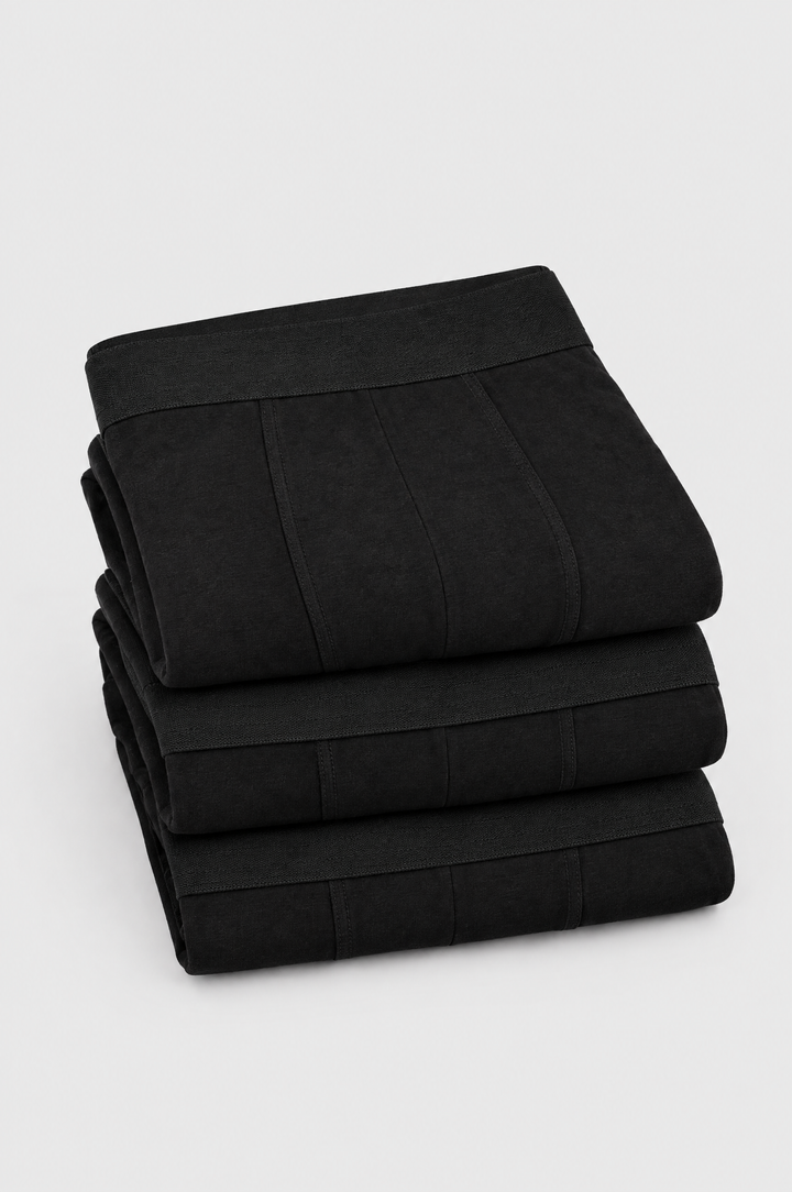 The Essential Boxer 6-Pack in Black, close-up detail