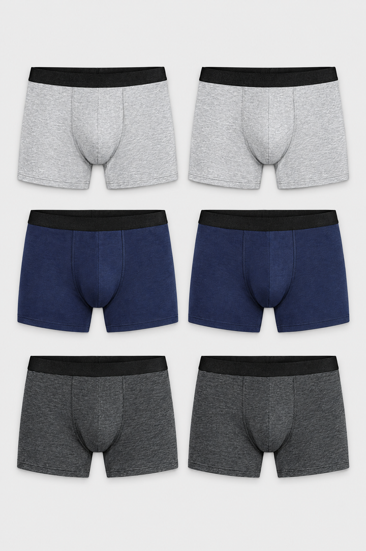 The Essential Boxer 6-Pack in Grey Mix, product shot